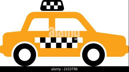 simple classic yellow taxi cab car silhouette icon side view icon symbol vector isolated on transparent background Stock Vector