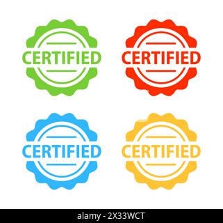 Certified stickers, Colorful label on white background. Stock Vector