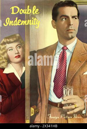 Japanese Magazine Cover of BARBARA STANWYCK and FRED MacMURRAY in DOUBLE INDEMNITY 1944 Director BILLY WILDER Novel JAMES M. CAIN Screenplay RAYMOND CHANDLER  Costume Design EDITH HEAD Paramount Pictures Stock Photo