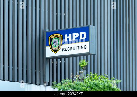 HPD (Houston Police Department) sign on the building at its ...