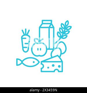 Nutrition icons.  Isolated on white background. From blue icon set. Stock Vector