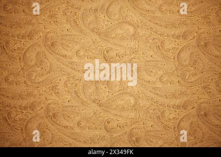 SHANGHAI, CHINA - NOV 7, 2015: Embossed floral arabic pattern on yellow paper in Dardeco shop Stock Photo