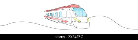 One line travel icon vector background. Train and pin icon. Continuous outline of a railroad icon Stock Vector