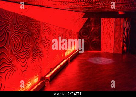 nightclub hall with a bright red illumination Stock Photo