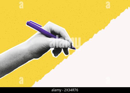 Halftone hand writing collage banner vector illustration Stock Vector
