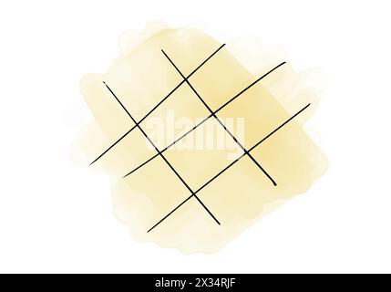 Watercolor doodle element. Grid with colored squares, vector illustration. Stock Vector