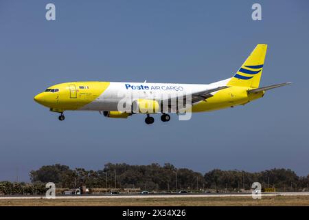 Poste Air Cargo Boeing 737-490(SF) (REG: EI-GHC) landing runway 31, cargo flight. Stock Photo