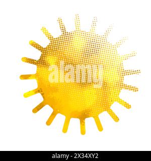 Sun and halftone object. hand drawing. Not AI. Vector illustration Stock Vector