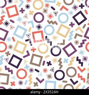 Seamless primitive geometric patterns for tissue and postcards. Trendy hipsters modern color background. Trendy geometric elements memphis card. Vecto Stock Vector