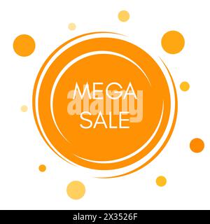 Mega sale sticker with abstract yellow round forms. Vector illustration Stock Vector