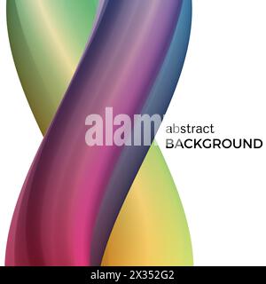 Color abstract composition of the pink and green watercolor waves. Vector abstract colorful background with bent dynamic form. Stock Vector