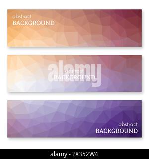 Set of three multi colored banners in low poly art style. Background ...
