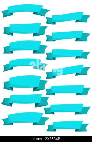 Set of blue cartoon ribbons and banners for web design. Great design ...