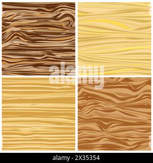 Set of four abstract wood texture in flat design. Vector illustration Stock Vector