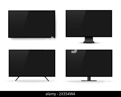 Realistic television screen on background. TV, modern blank screen lcd, led Stock Vector