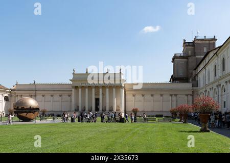 Vatican City - July 14 2023: View of courtyard of the Pigna, Vatican museum in Vatican, surrounded by Rome Stock Photo