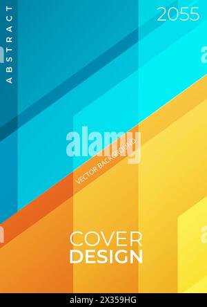 Light blue and yellow abstract modern vertical background with geometric shapes. Trendy modern vector cover design for brochure, flyer, vertical Stock Vector