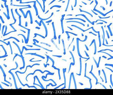 Abstract seamless pattern with hand drawn brush strokes. Vector illustration Stock Vector