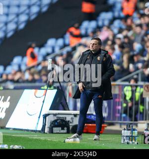 Coventry, UK. 24th Apr, 2024. Liam Rosenior, manager of Hull City during the EFL Sky Bet Championship match between Coventry City and Hull City at the Coventry Building Society Arena, Coventry, England on 24 April 2024. Photo by Stuart Leggett. Editorial use only, license required for commercial use. No use in betting, games or a single club/league/player publications. Credit: UK Sports Pics Ltd/Alamy Live News Stock Photo