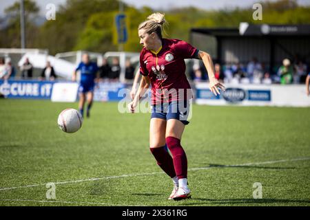 Cardiff Met v Cardiff City in the Welsh Women's Cup Final at Bryntirion Park on the 24th April 2022. Credit: Lewis Mitchell Stock Photo