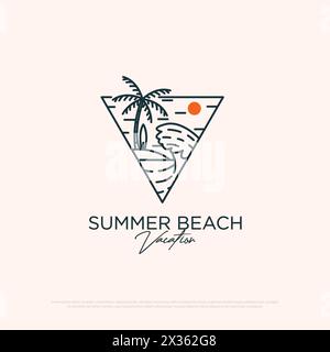 minimalist summer beach logo design vector best for travel agency logo designs inspiration Stock Vector