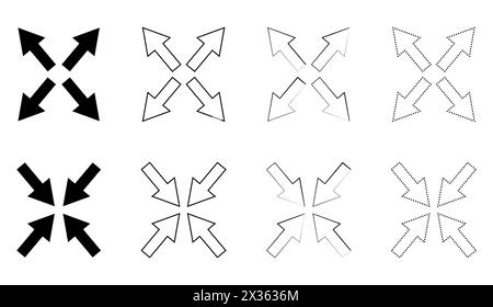 Arrows icon inward outward navigation pointer. Stock Vector