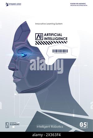 Face of cyber mind. Technology background concept. Artificial Intelligence and Big Data, Internet of Things Concept. AI. Stock Vector