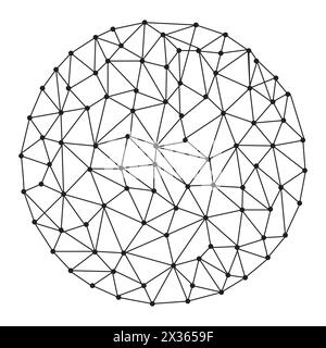 Geometric network sphere. Complex connected points and lines. Black polygonal mesh. Vector illustration. EPS 10. Stock Vector