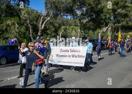 ANZAC Day 2024, Zonta International womens group march with a banner ...