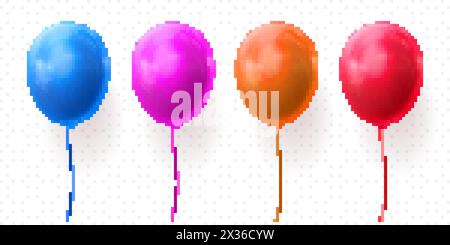 Colorful balloons vector on transparent background. Glossy realistic glossy baloons for Birthday party illustration or greeting card design element Stock Vector