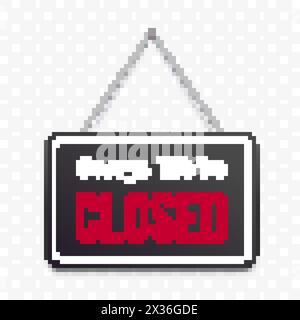 Closed hanging door sign. Vector isolated sorry we are closed red on black signboard Stock Vector
