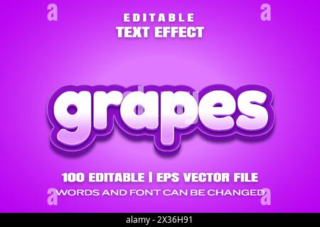 Editable text effects grapes , words and font can be changed Stock Vector