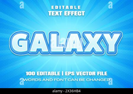 Editable text effects Galaxy , words and font can be changed Stock Vector