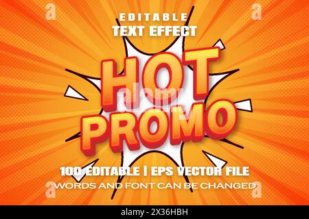 Editable text effects Hot Promo , words and font can be changed Stock Vector