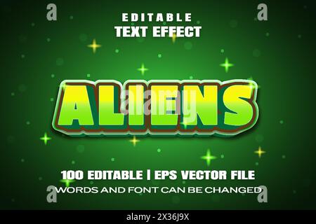 Editable text effects Aliens , words and font can be changed Stock Vector