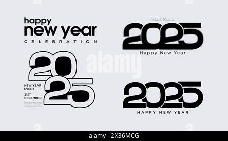 Happy New Year 2025 logo text design. 2025 number design template collection. 2025 number vector illustration for book covers, greeting cards. Stock Vector