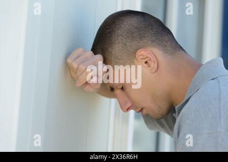 portrait of a tired young builder Stock Photo