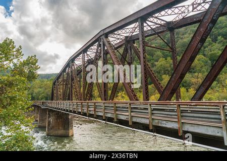 Railroad Bridge in Thurmond in the New River Gorge National Park, West Virginia Stock Photo
