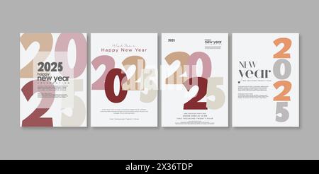 2025 poster concept. Happy new year 2025 number design. Unique and colorful number logo. New year celebration 2025. Stock Vector