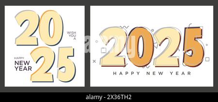 Happy new year 2025 with typography number logo. New Year 2025 celebration. For a poster, banner and book cover for the celebration. Stock Vector