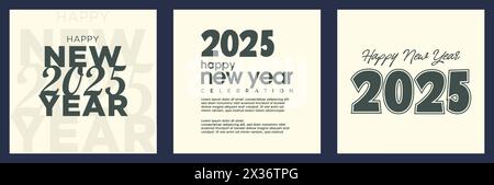 Happy New Year 2025 Vector Design. poster with unique concept. Premium design for greetings, banners, posters, calendars or social media posts. Stock Vector