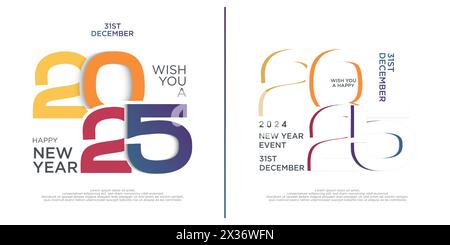 Happy new year 2025. With illustration of colorful cut out numbers. Premium vector design. Unique and rare number concept of 2025. Stock Vector