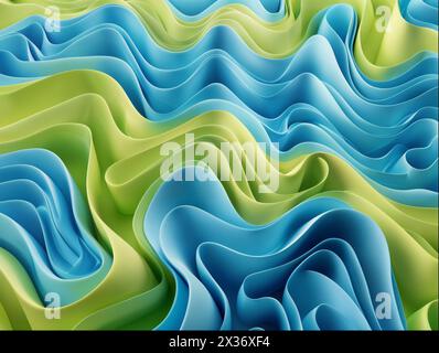 Waves 3d pattern flowing background Stock Photo