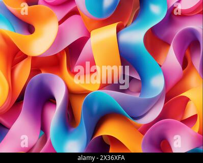 Waves 3d pattern flowing background Stock Photo
