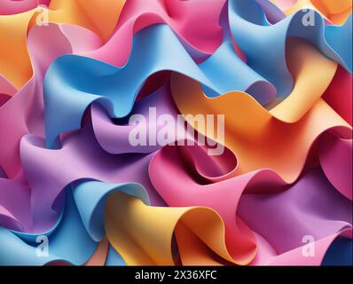 Waves 3d pattern flowing background Stock Photo