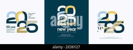 Happy new year 2025 design. With illustration of colorful cut out numbers. Premium vector design for a poster, banner, greeting. Stock Vector