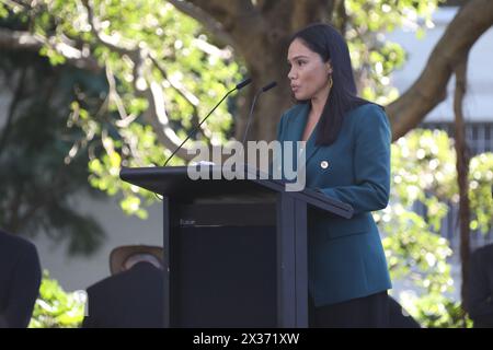 Sydney, Australia. 25th April 2024. The Coloured Digger event and Anzac Day March commemorates Aboriginal and Torres Strait Islanders who served our country in overseas conflicts. Credit: Richard Milnes/Alamy Live News Stock Photo