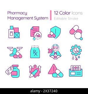 PMS system multi color concept icons Stock Vector
