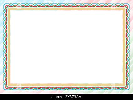 Horizontal  frame and border with colors of Azerbaijan flag, template elements for your certificate and diploma. Vector. Stock Vector