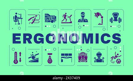Ergonomics blue word concept Stock Vector